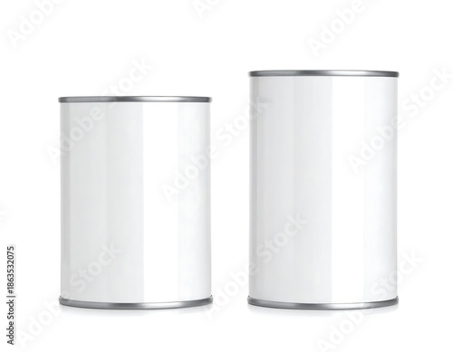 Wallpaper Mural Two cylindrical containers with white exteriors and silver trim, isolated Torontodigital.ca