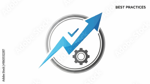 Business growth success strategy with check mark and gear icon.