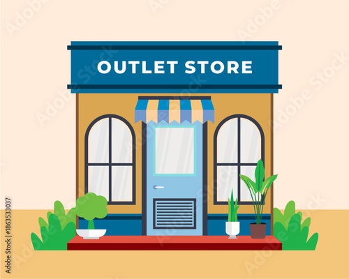Flat design style of shop with simple and modern looks