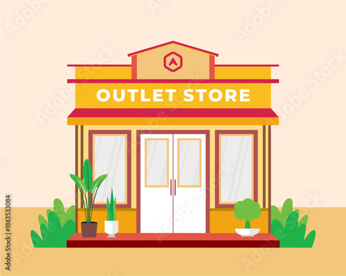 Flat design style of shop with simple and modern looks
