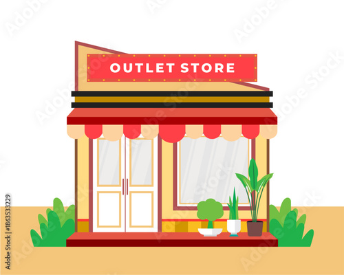 Flat design style of shop with simple and modern looks