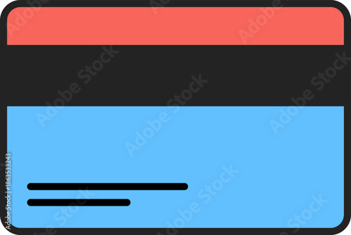 Credit card icon with blue body and red top bar