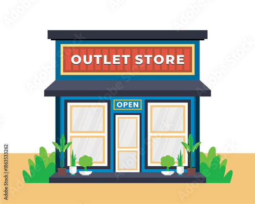 Flat design style of shop with simple and modern looks