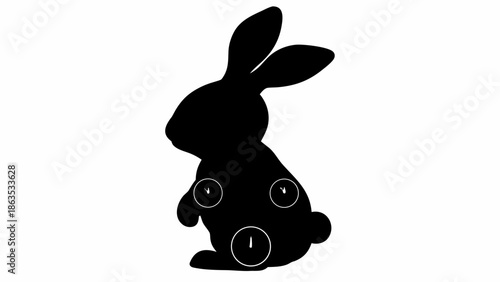 Cute rabbit silhouette with playful expression and white accents