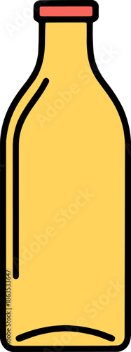 Bottle of beer icon with green glass and yellow label