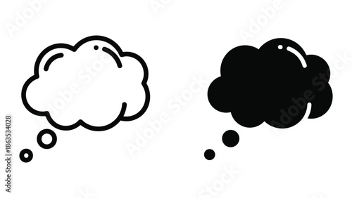 Thought bubbles illustration with white and black color