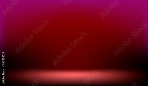 Elegant dark red gradient studio backdrop with a bright, focused spotlight on the floor. This dramatic setting is perfect for premium product displays, luxury showcases, and promotional presentations.