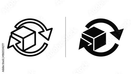 Return and exchange product icon set