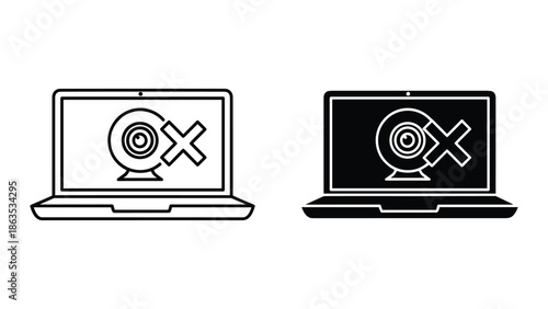 Laptop with crossed out target icon