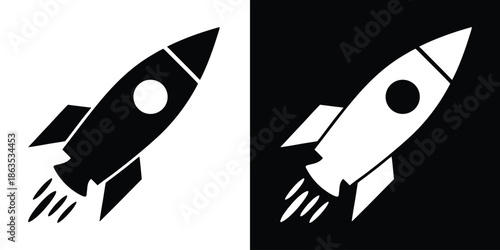 Space ship vector icon, Rocket icon, Rocket launching sign