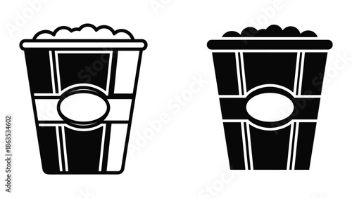 Black and white popcorn bucket illustration