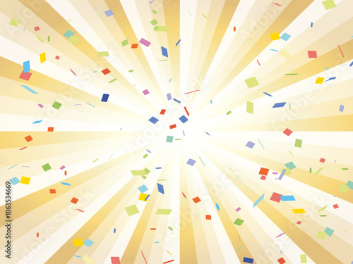 集中線, 漫画, 黄色, 光, 効果線, レーヨン, イラスト, サマータイム, 紙吹雪