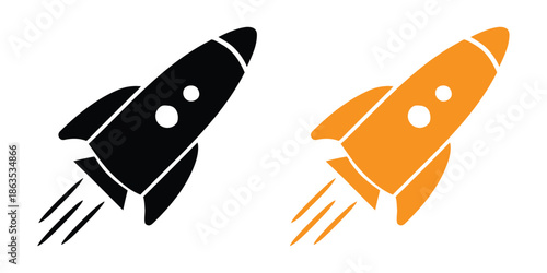 Space ship vector icon, Rocket icon, Rocket launching sign