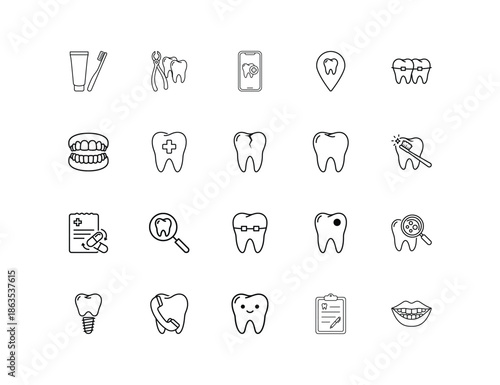 Dental care icons set for health and medical use