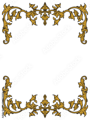 Vertical Certificate Frame Featuring Ornate Gold Scrollwork Headers