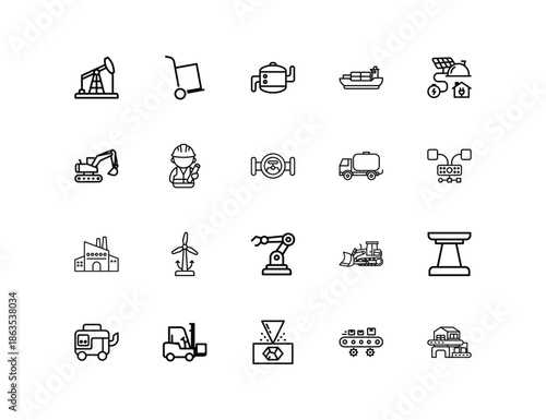 Industrial production icons and symbols