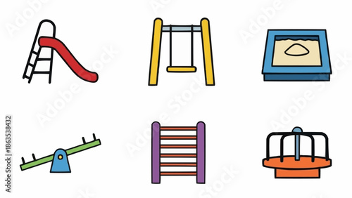 Colorful Playground Equipment Set for Childrens Outdoor Fun.