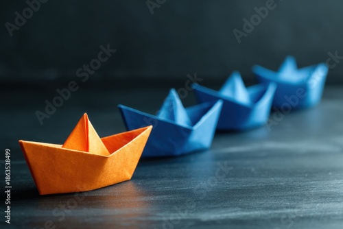 Origami boats in a row (1)