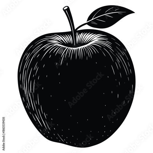 apple symbol. black silhouette isolated on white. vector outline icon