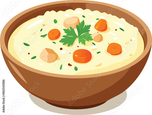 Creamy Soup Delights: A bowl filled with creamy soup, garnished with parsley, inviting culinary enjoyment