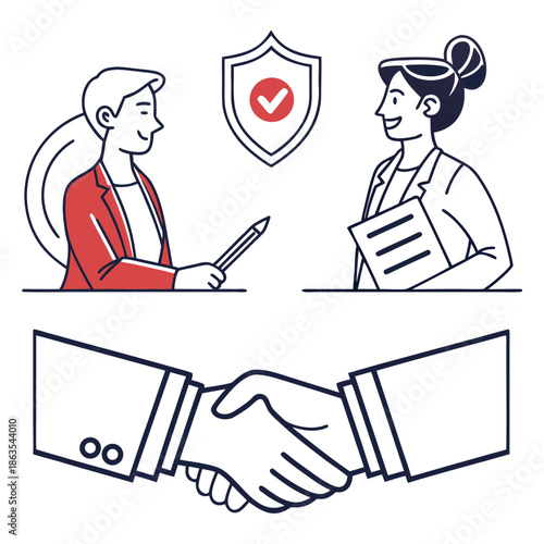 Clean Business Agreement Vector Set