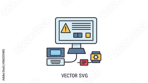 Computer System Error Vector Illustration. Digital network problem, internet connectivity issue, technology alert graphic.