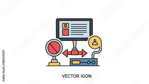 Digital data security and privacy vector icon. Network access control, user authentication, and online restriction concept.