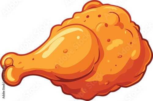 Crispy Fried Chicken Delight: A close-up illustration of a single, golden-brown fried chicken leg, rendered with appetizing detail, capturing the essence of comfort food.