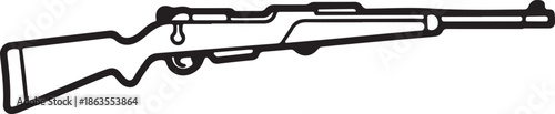 Bolt Action Rifle Line Art, Coloring Book Page Line Art Drawing, Vector and Illustration