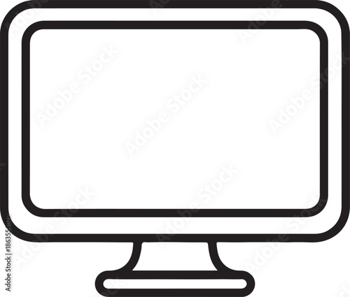 Modern Computer Monitor Display Line Art, Coloring Book Page Line Art Drawing, Vector and Illustration