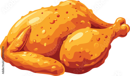 Golden Roasted Chicken: A close-up studio shot presents a single, appetizing roasted chicken with crispy, golden skin, a culinary delight ready to be savored.