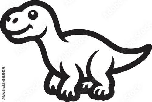 Dinosaur Line Art, Coloring Book Page Line Art Drawing, Vector and Illustration