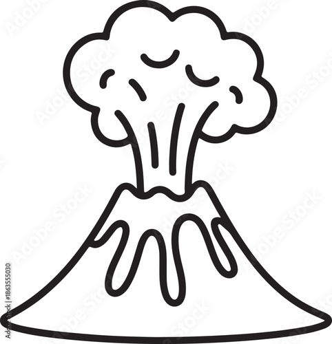 Lava and Smoke Line Art, Coloring Book Page Line Art Drawing, Vector and Illustration