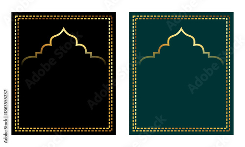 Elegant Ramadan Poster Design with Traditional Islamic Arch Motif and Decorative Border Elements