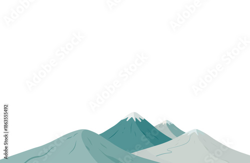 ほっこりかわいい北欧タッチの雪山イラスト