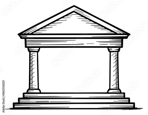 Classical government building with columns representing law, justice and democracy