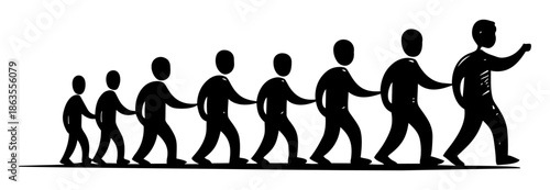 Leader guiding group of followers representing leadership, teamwork and direction concept