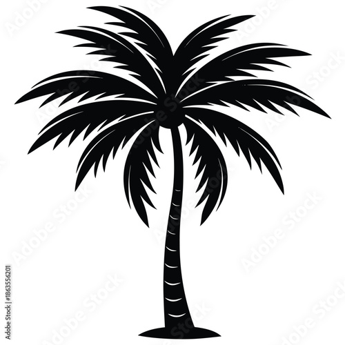 Vector silhouette of tree on white background.