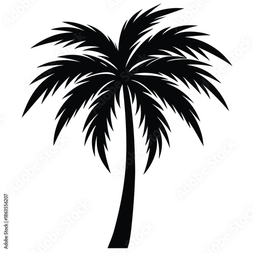 Vector silhouette of tree on white background.