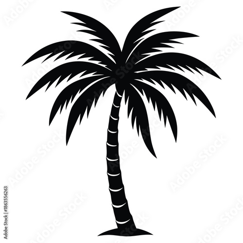 Vector silhouette of tree on white background.