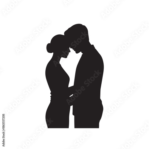 Couple silhouette black color design, solid white background (8).eps