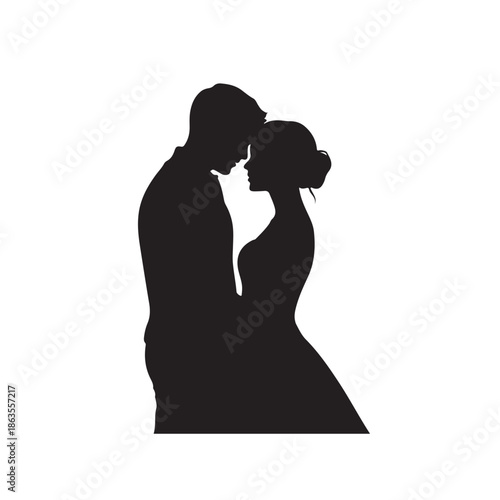 Couple silhouette black color design, solid white background (9).eps