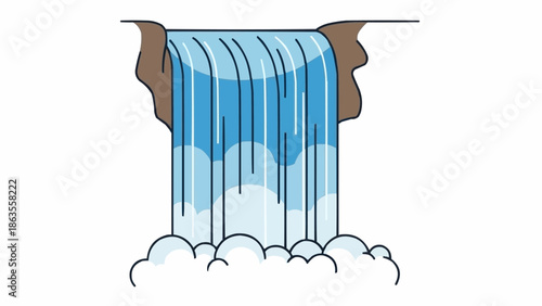 Beautiful Waterfall Flowing Down Rocky Cliff Edge.