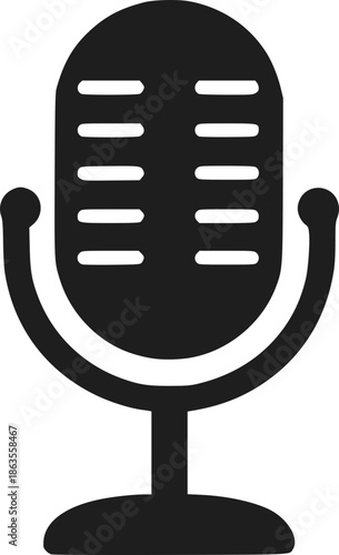 Minimal Microphone Icon Isolated on White Background