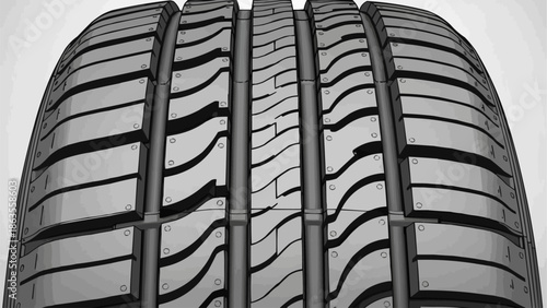 Close up of a new car tire tread pattern.