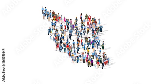 Iran Nation Population Diversity Country Map Shape Animation