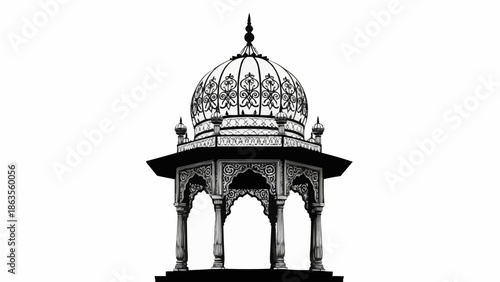 Ornate Indian Pavilion with Detailed Dome and Arches.