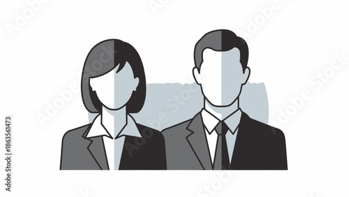 Illustration of a man and a woman in business attire, representing diversity and equality in the workplace.