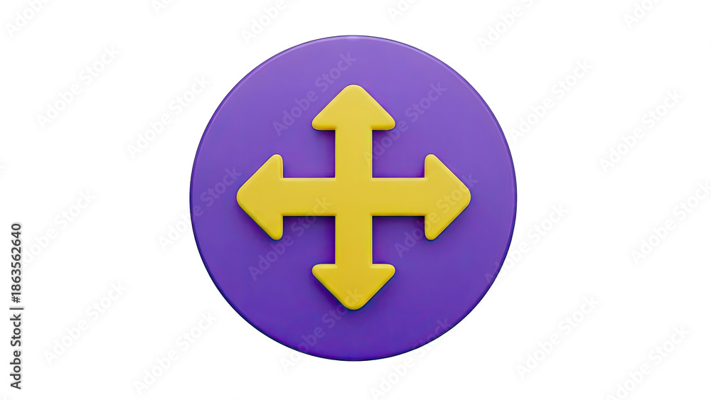 Obraz premium 3D Icon of Move Arrows on Purple Circle