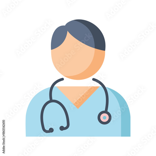 Doctor icon with stethoscope around neck, representing healthcare profession